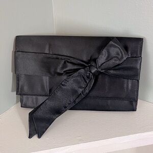 Banana Republic Black Satin Clutch with Bow purse handbag